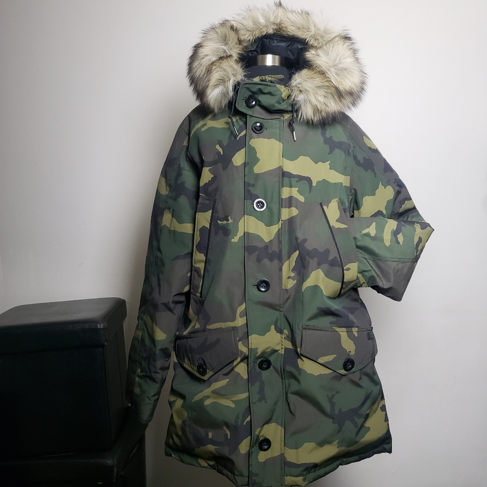 NWT Polo Ralph Lauren Green Camo Down Parka Coat Size L - Picture 2 of 13